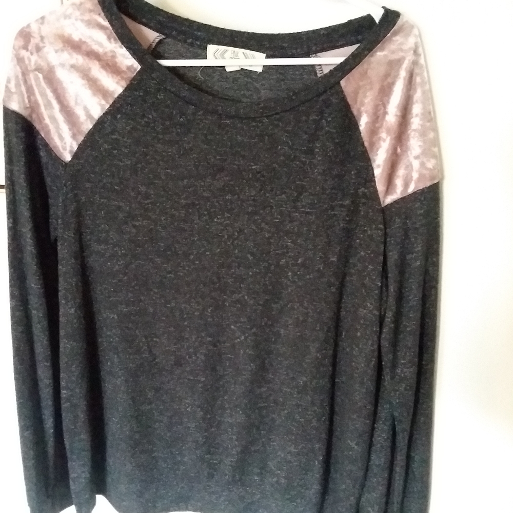 Pink Velvet And Gray T Shirt